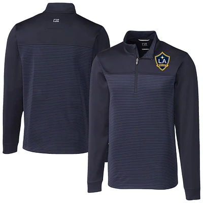 Men's Cutter & Buck Navy LA Galaxy Big Tall Traverse Stretch Eco Stripe Quarter-Zip Pullover