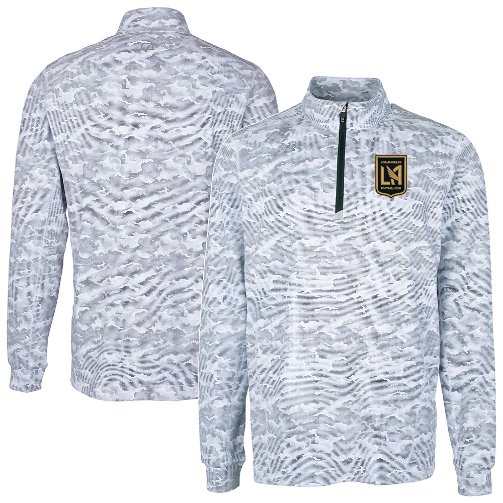 Men's Cutter & Buck Charcoal LAFC Big Tall Traverse Stretch Eco Camo Print Quarter-Zip Pullover Top