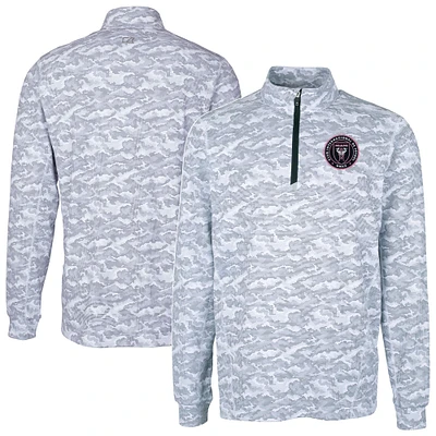 Men's Cutter & Buck Charcoal Inter Miami CF Big Tall Traverse Stretch Eco Camo Print Quarter-Zip Pullover Top