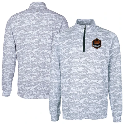 Men's Cutter & Buck Charcoal Houston Dynamo FC Big Tall Traverse Stretch Eco Camo Print Quarter-Zip Pullover Top