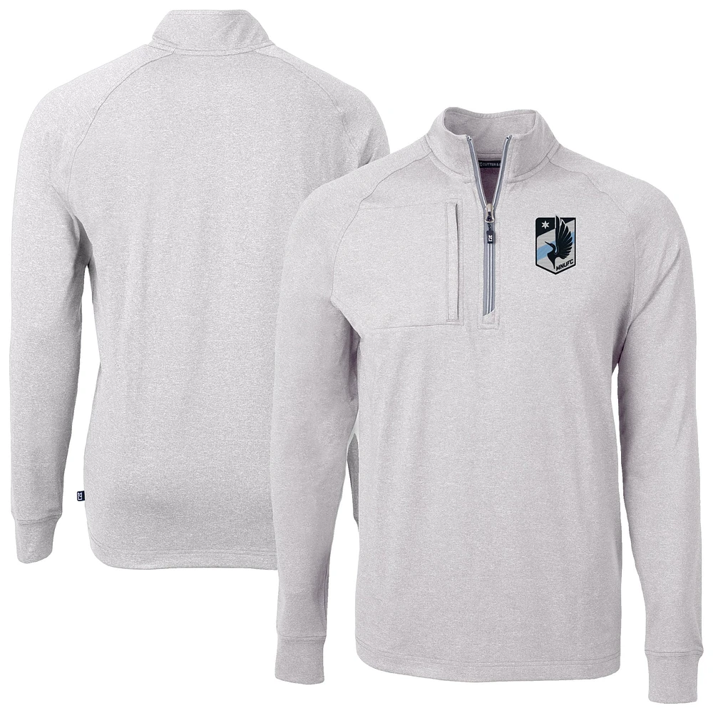 Men's Cutter & Buck Heather Gray Minnesota United FC Big Tall Adapt Eco Knit Quarter-Zip Top