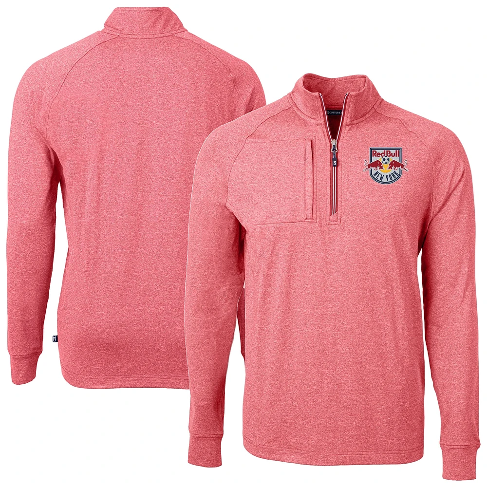 Men's Cutter & Buck Heather New York Red Bulls Big Tall Adapt Eco Knit Quarter-Zip Top