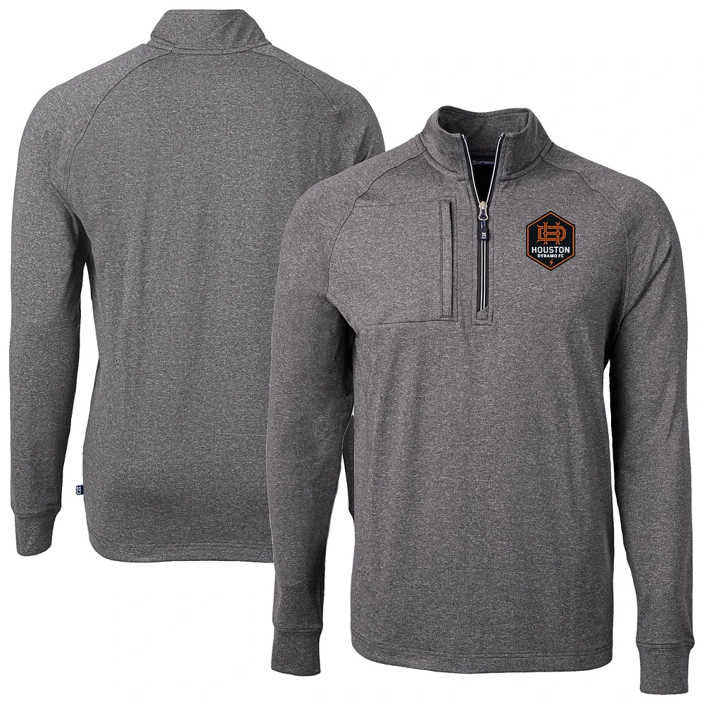 Men's Cutter & Buck Heather Houston Dynamo FC Big Tall Adapt Eco Knit Quarter-Zip Top