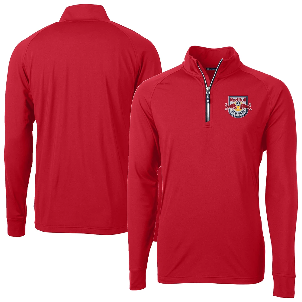 Men's Cutter & Buck Red New York Bulls Big Tall Adapt Eco Knit Stretch Recycled Quarter-Zip Pullover