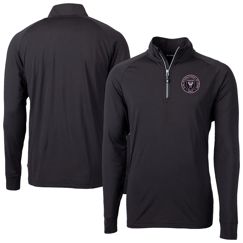 Men's Cutter & Buck Inter Miami CF Big Tall Adapt Eco Knit Stretch Recycled Quarter-Zip Pullover