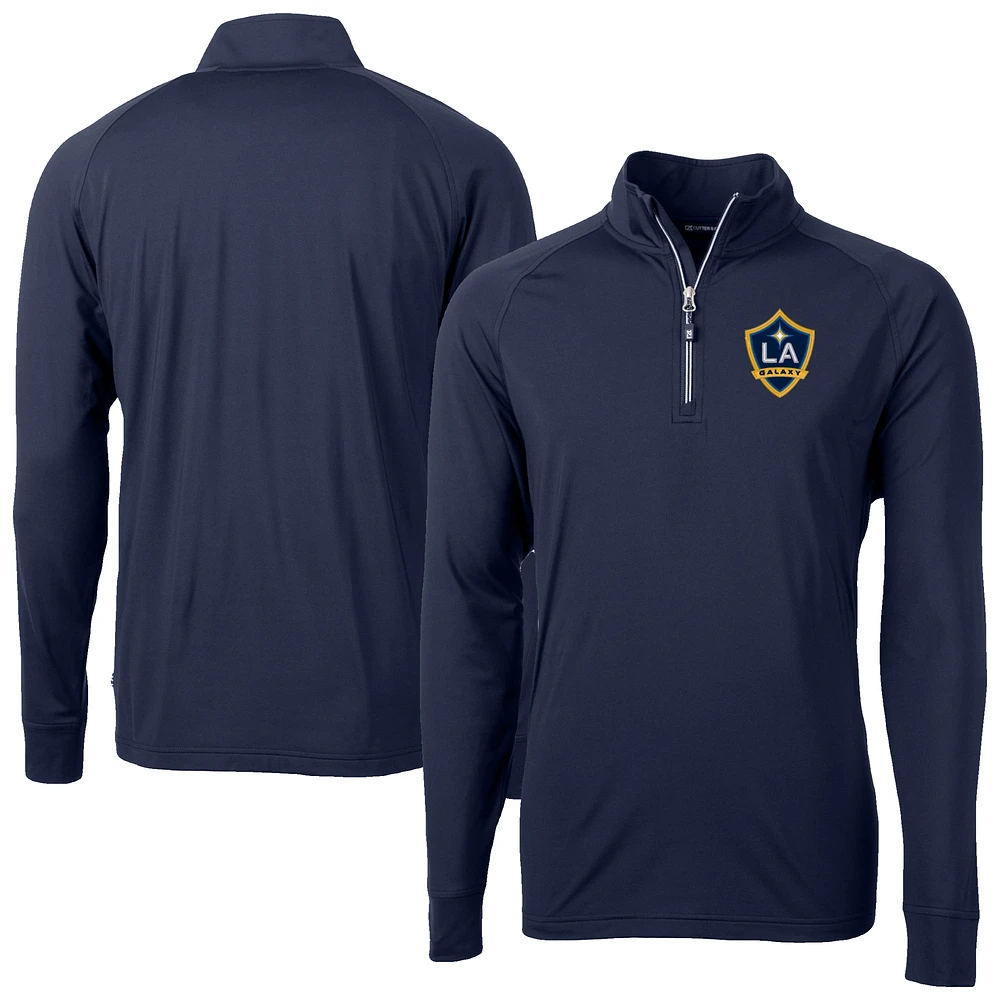 Men's Cutter & Buck Navy LA Galaxy Big Tall Adapt Eco Knit Stretch Recycled Quarter-Zip Pullover