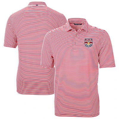 Men's Cutter & Buck Red New York Bulls Big Tall Virtue Eco Pique Stripe Recycled Polo