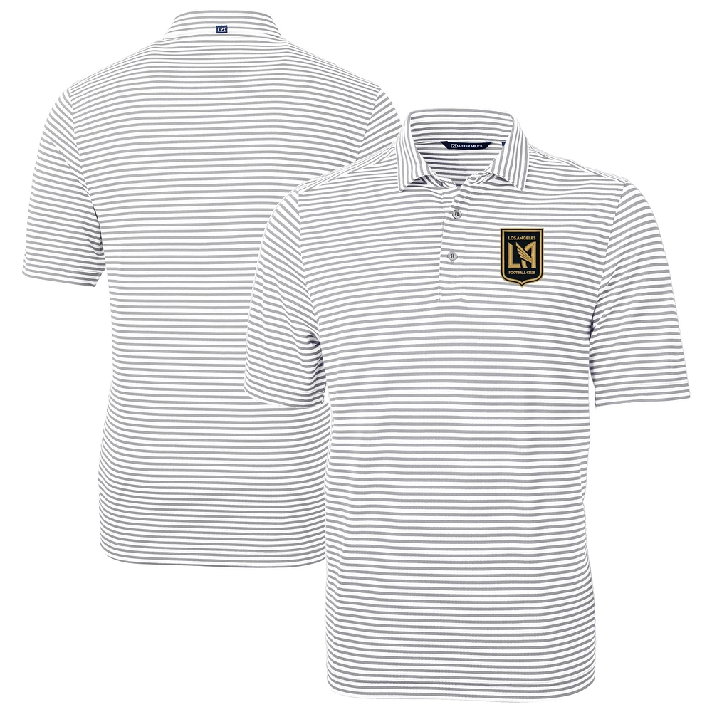 Men's Cutter & Buck Gray LAFC Big Tall Virtue Eco Pique Stripe Recycled Polo