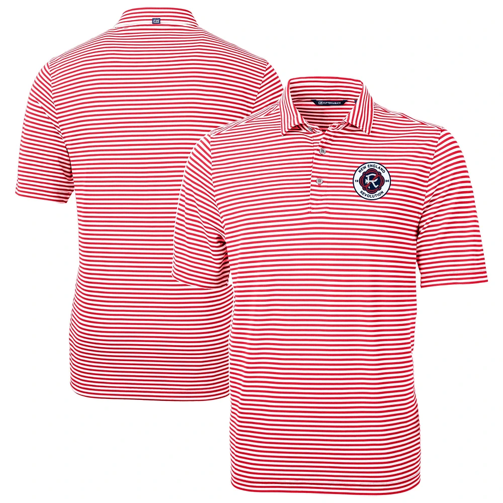 Men's Cutter & Buck New England Revolution Big Tall Virtue Eco Pique Stripe Recycled Polo