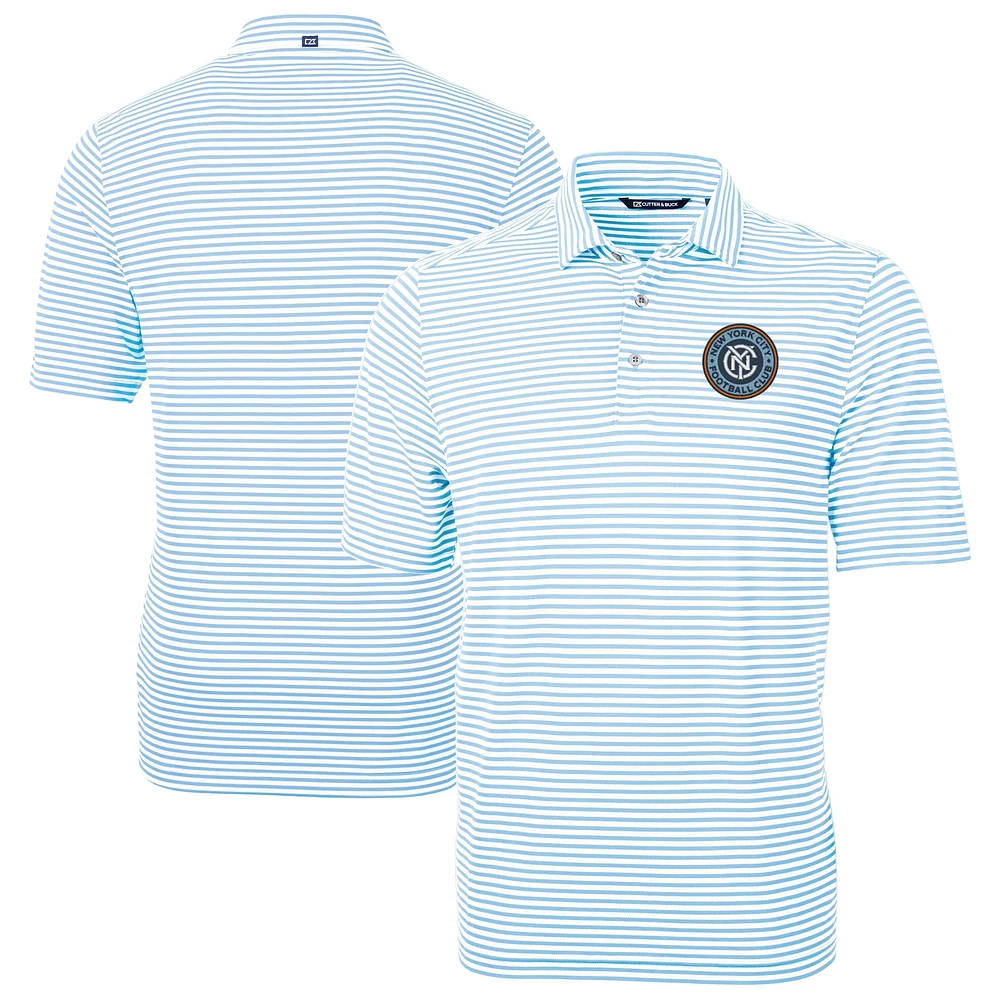 Men's Cutter & Buck Powder Blue New York City FC Big Tall Virtue Eco Pique Stripe Recycled Polo
