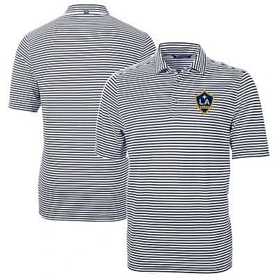 Men's Cutter & Buck Navy LA Galaxy Big Tall Virtue Eco Pique Stripe Recycled Polo