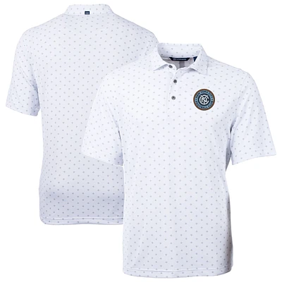 Men's Cutter & Buck White New York City FC Big Tall Virtue Eco Pique Tile Print Recycled Polo
