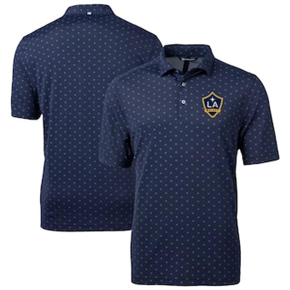 Men's Cutter & Buck Navy LA Galaxy Big Tall Virtue Eco Pique Tile Print Recycled Polo