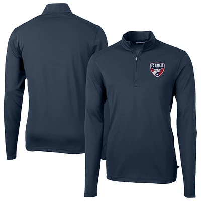Men's Cutter & Buck Navy FC Dallas Big Tall Virtue Eco Pique Recycled Quarter-Zip Pullover Top
