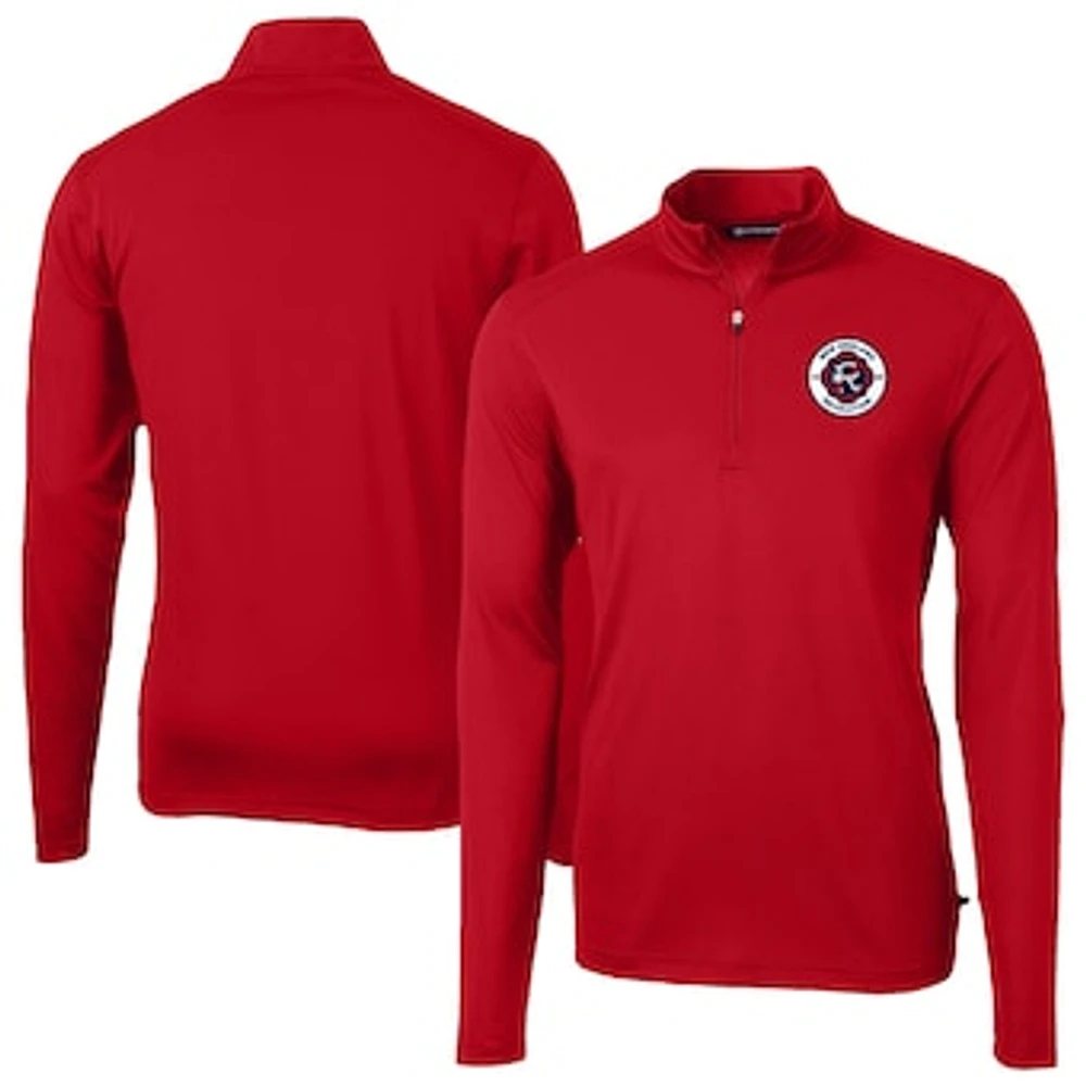 Men's Cutter & Buck New England Revolution Big Tall Virtue Eco Pique Recycled Quarter-Zip Pullover Top