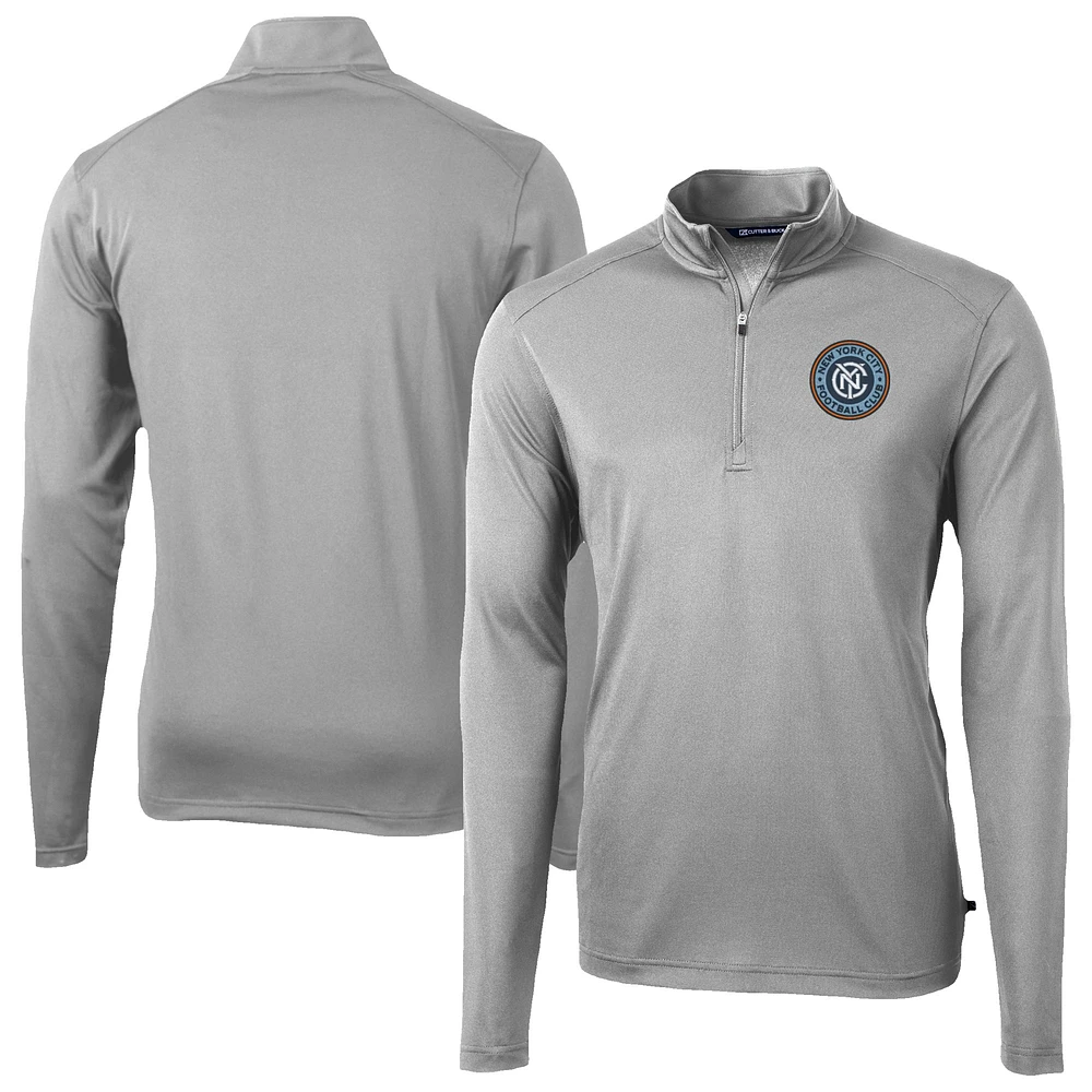 Men's Cutter & Buck New York City FC Big Tall Virtue Eco Pique Recycled Quarter-Zip Pullover Top