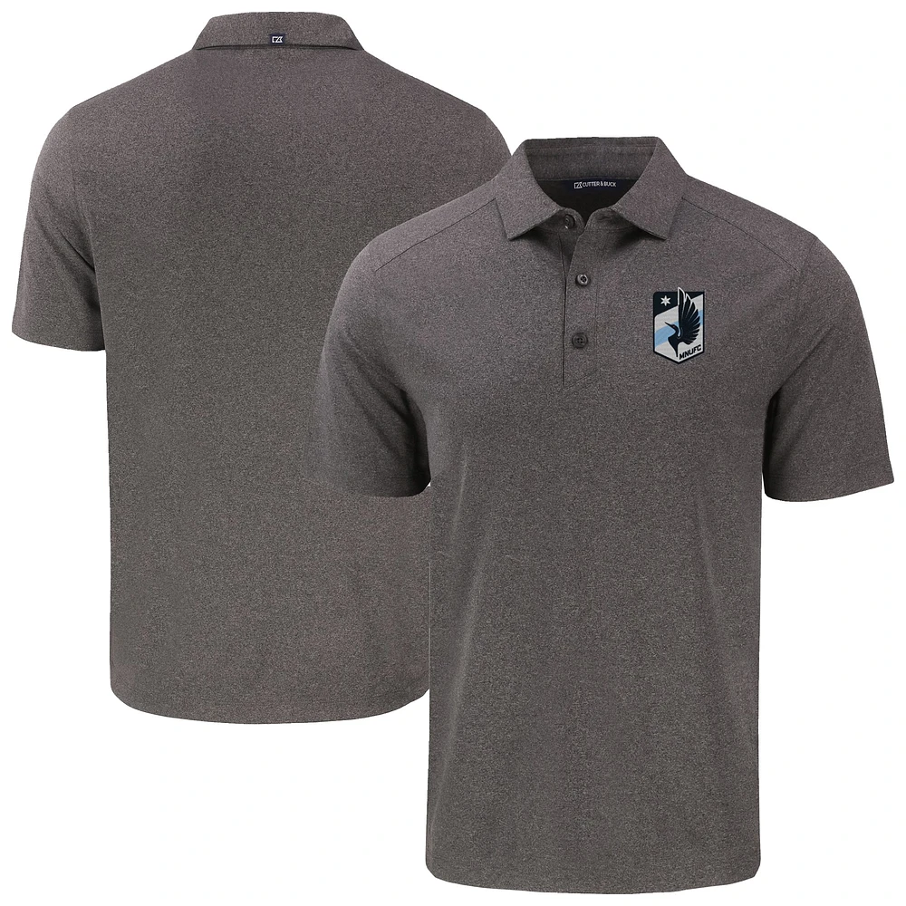 Men's Cutter & Buck Heather Black Minnesota United FC Big Tall Forge Eco Stretch Recycled Polo