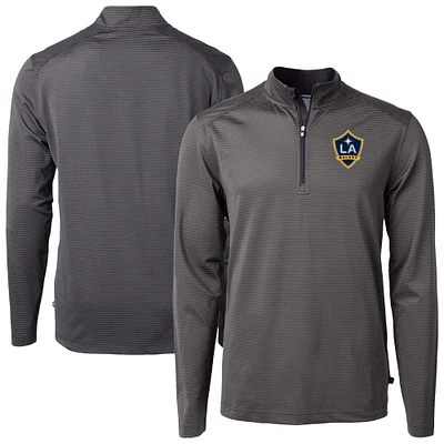 Men's Cutter & Buck LA Galaxy Big Tall Virtue Eco Pique Micro Stripe Recycled Quarter-Zip