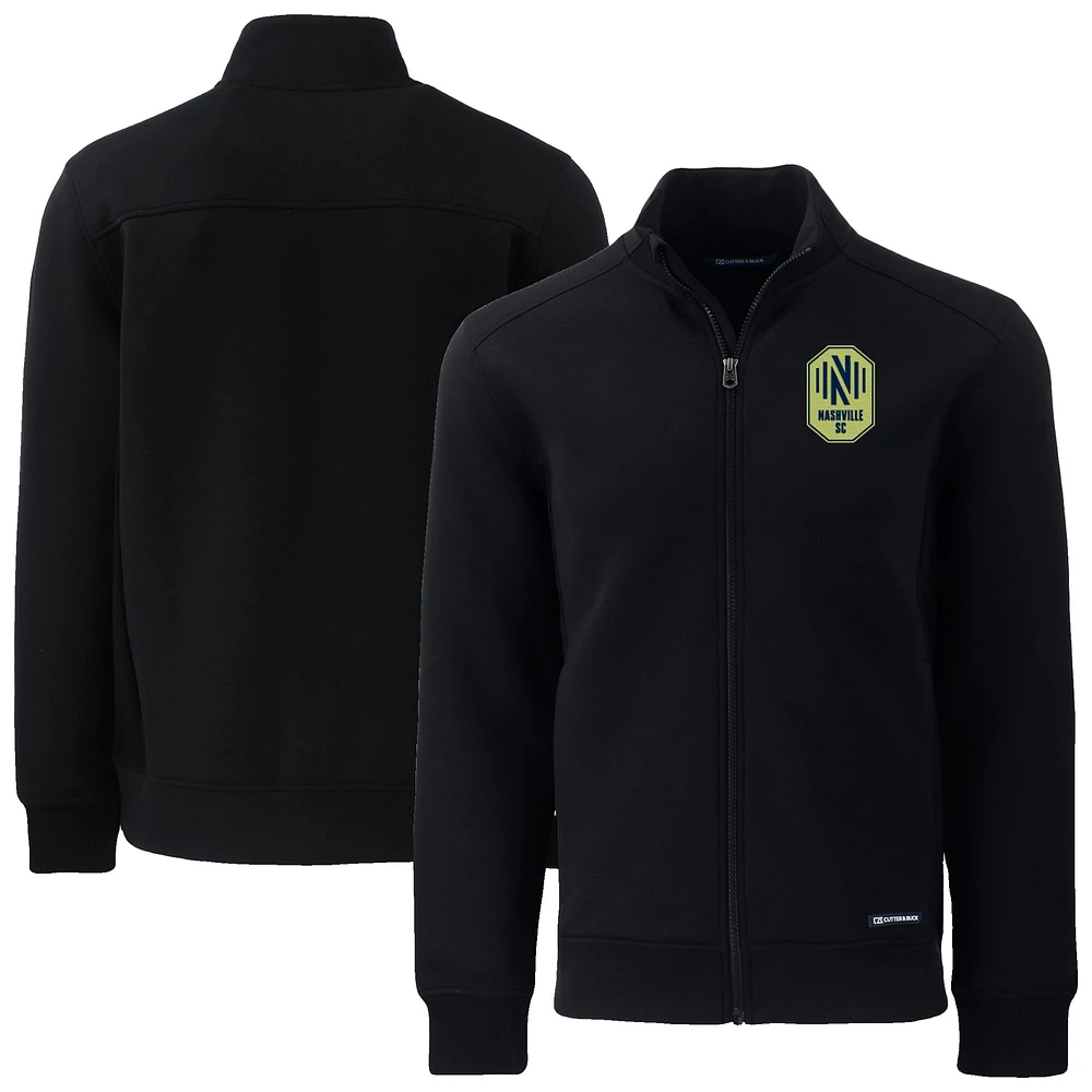 Men's Cutter & Buck Black Nashville SC Big Tall Roam Eco Tri-Blend Recycled Full-Zip Jacket