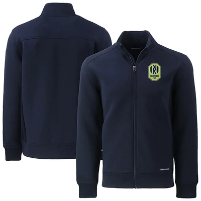 Men's Cutter & Buck Navy Nashville SC Big Tall Roam Eco Tri-Blend Recycled Full-Zip Jacket
