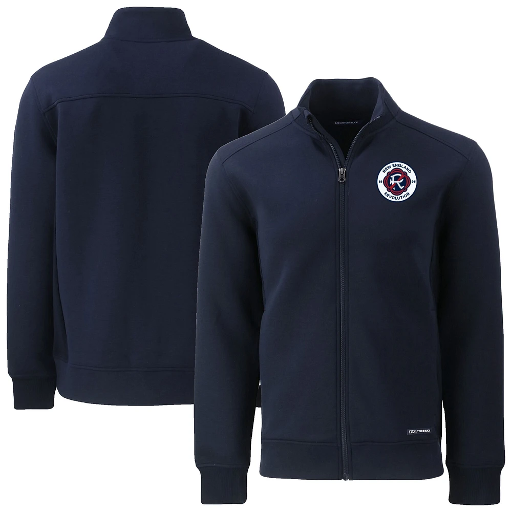 Men's Cutter & Buck Navy New England Revolution Big Tall Roam Eco Tri-Blend Recycled Full-Zip Jacket