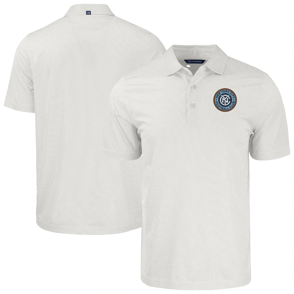 Men's Cutter & Buck White New York City FC Big Tall Pike Eco Symmetry Print Stretch Recycled Polo