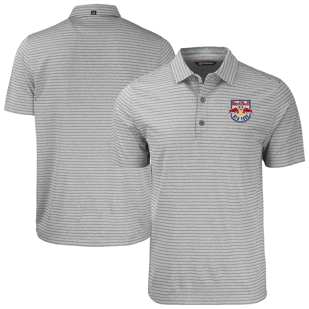 Men's Cutter & Buck Heather Gray New York Red Bulls Big Tall Forge Eco Stripe Stretch Recycled Polo