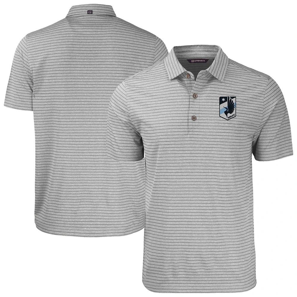 Men's Cutter & Buck Heather Gray Minnesota United FC Big Tall Forge Eco Stripe Stretch Recycled Polo