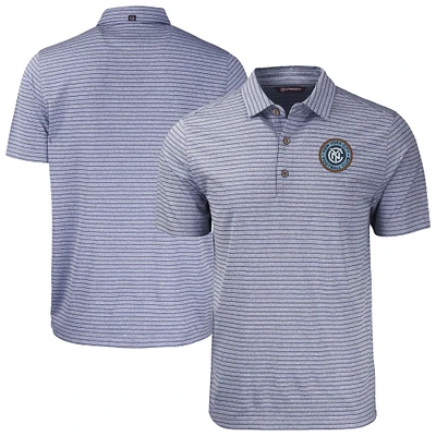 Men's Cutter & Buck Heather Navy New York City FC Big Tall Forge Eco Stripe Stretch Recycled Polo