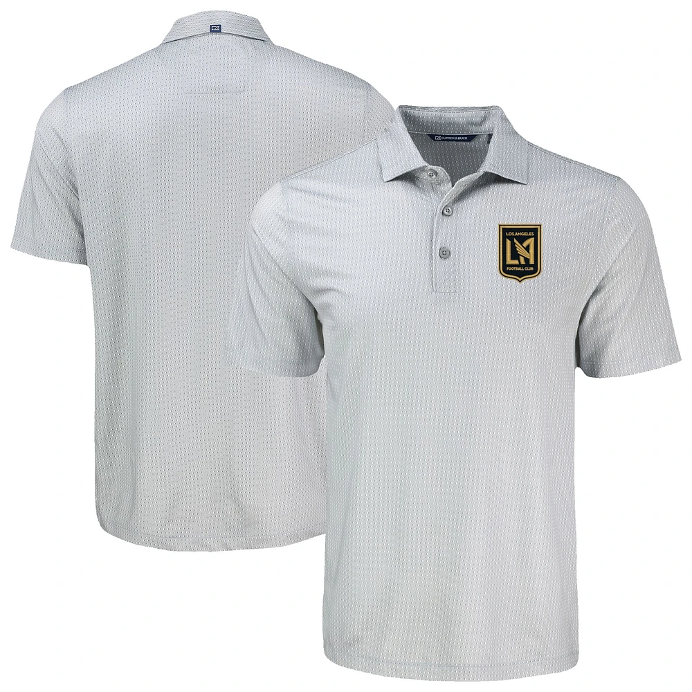 Men's Cutter & Buck Gray LAFC Big Tall Pike Eco Shadow Check Print Recycled Polo