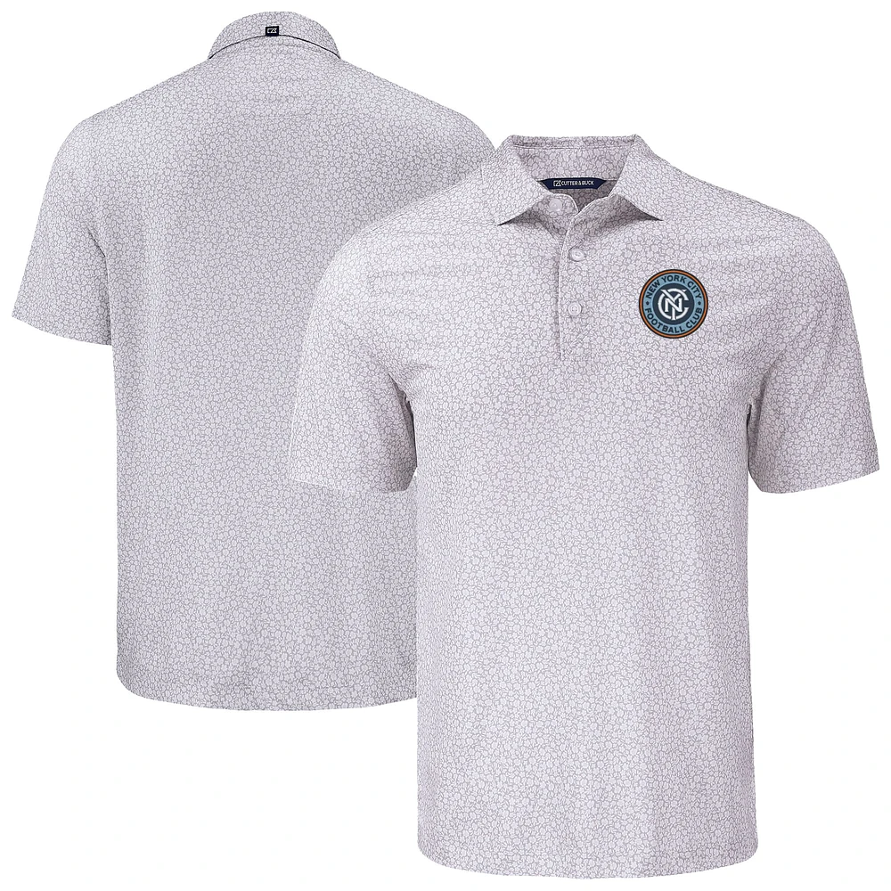 Men's Cutter & Buck Gray New York City FC Big Tall Pike Eco Flora Print Recycled Polo