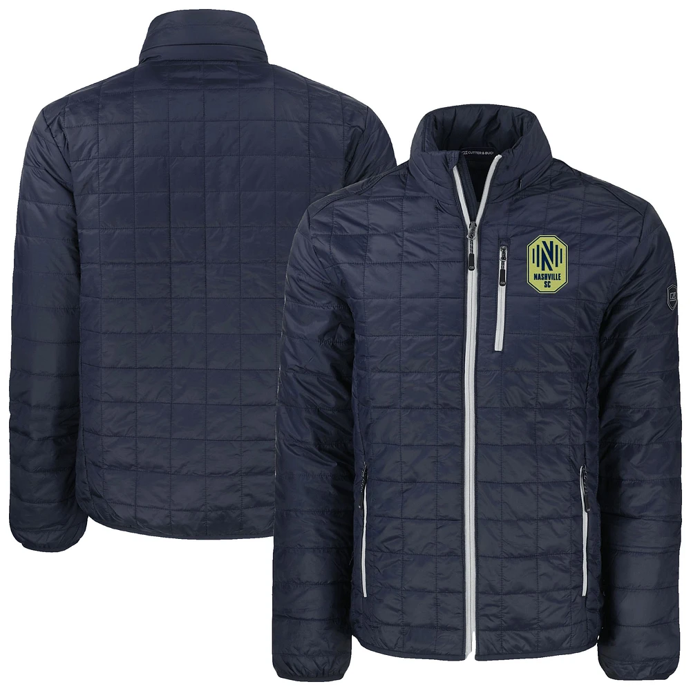 Men's Cutter & Buck Navy Nashville SC Big Tall Rainier PrimaLoft Eco Insulated Full-Zip Puffer Jacket