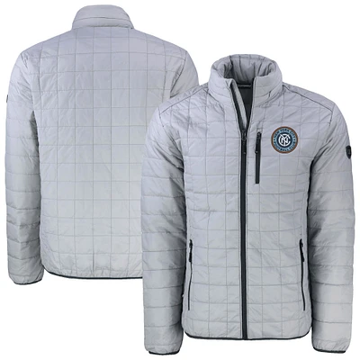 Men's Cutter & Buck Gray New York City FC Big Tall Rainier PrimaLoft Eco Insulated Full-Zip Puffer Jacket