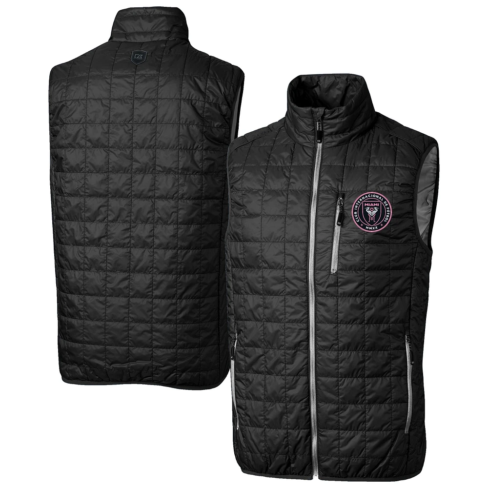 Men's Cutter & Buck Inter Miami CF Big Tall Rainier PrimaLoft Eco Insulated Full-Zip Puffer Vest