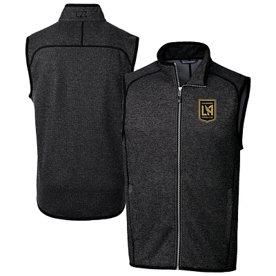 Men's Cutter & Buck Heather Charcoal LAFC Big Tall Mainsail Sweater-Knit Full-Zip Vest