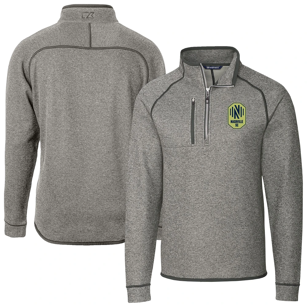 Men's Cutter & Buck Heather Gray Nashville SC Big Tall Mainsail Sweater-Knit Half-Zip Pullover Top