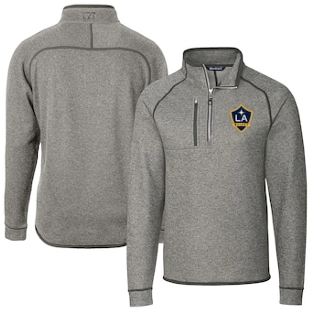 Men's Cutter & Buck Heather Gray LA Galaxy Big Tall Mainsail Sweater-Knit Half-Zip Pullover Top