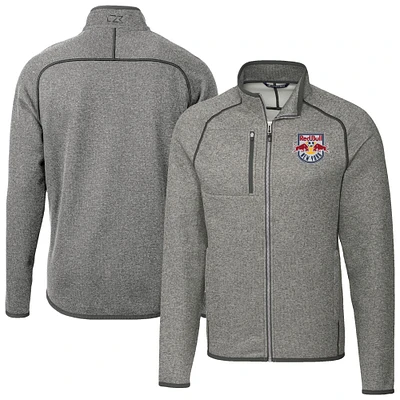 Men's Cutter & Buck Heather Gray New York Red Bulls Big Tall Mainsail Sweater-Knit Full-Zip Jacket