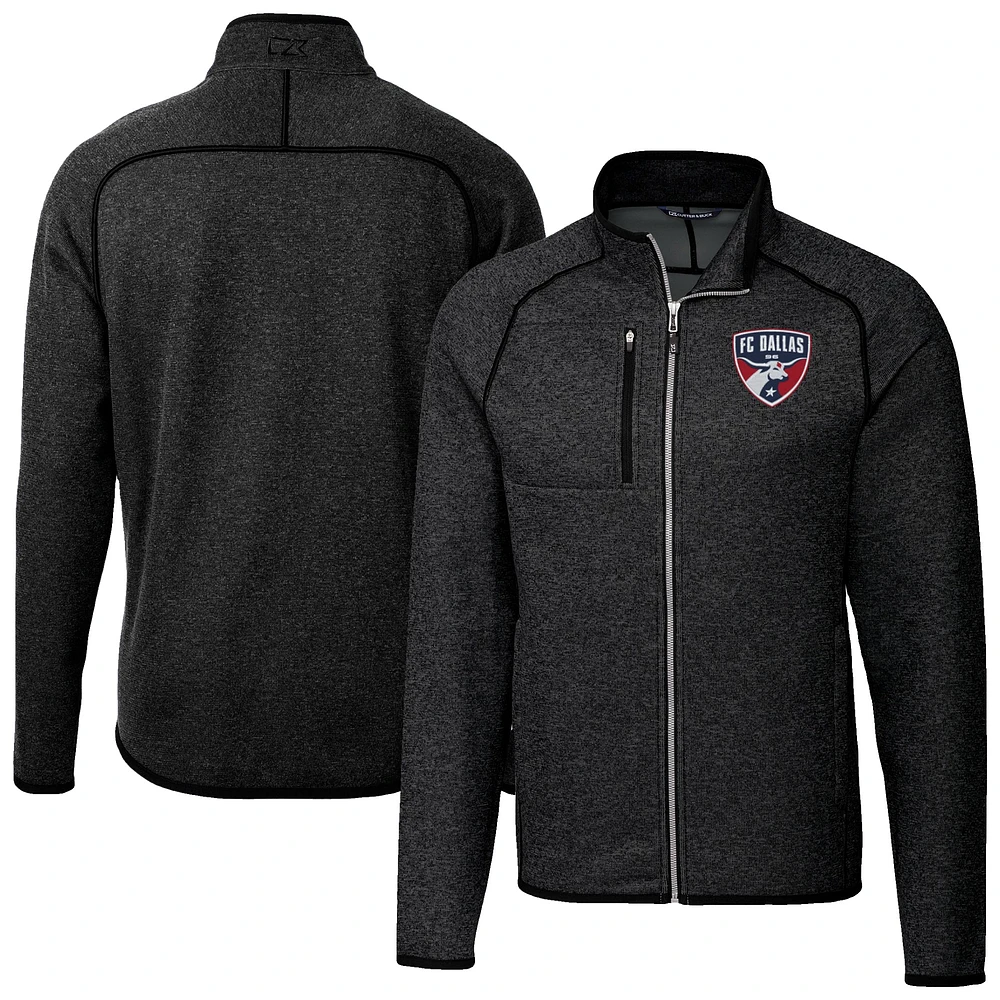 Men's Cutter & Buck Heather Charcoal FC Dallas Big Tall Mainsail Sweater-Knit Full-Zip Jacket