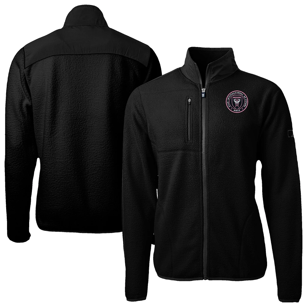 Men's Cutter & Buck Black Inter Miami CF Big Tall Cascade Eco Sherpa Fleece Full-Zip Jacket