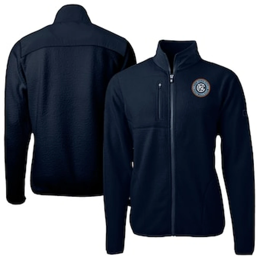 Men's Cutter & Buck Navy New York City FC Big Tall Cascade Eco Sherpa Fleece Full-Zip Jacket