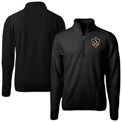Men's Cutter & Buck Black LA Galaxy Big Tall Cascade Eco Sherpa Fleece Quarter-Zip Pullover Jacket