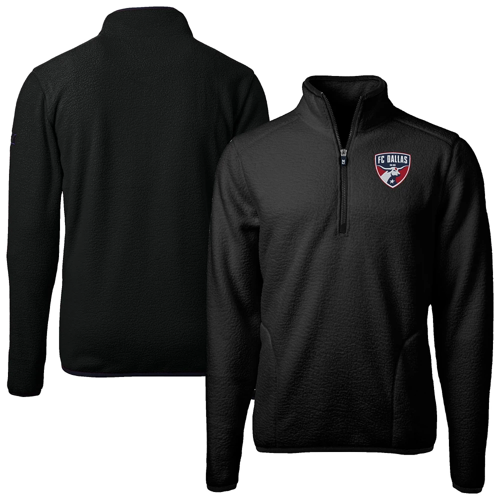 Men's Cutter & Buck Black FC Dallas Big Tall Cascade Eco Sherpa Fleece Quarter-Zip Pullover Jacket