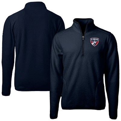 Men's Cutter & Buck Navy FC Dallas Big Tall Cascade Eco Sherpa Fleece Quarter-Zip Pullover Jacket