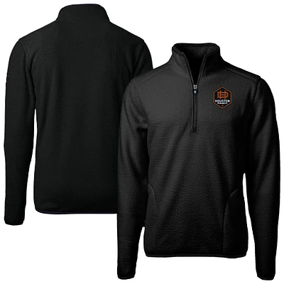 Men's Cutter & Buck Black Houston Dynamo FC Big Tall Cascade Eco Sherpa Fleece Quarter-Zip Pullover Jacket