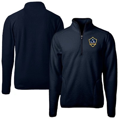 Men's Cutter & Buck Navy LA Galaxy Big Tall Cascade Eco Sherpa Fleece Quarter-Zip Pullover Jacket