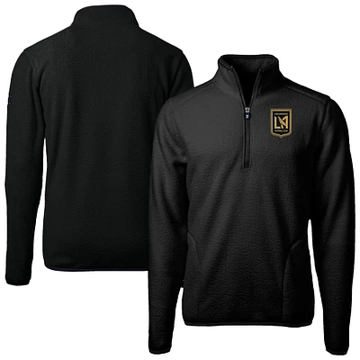 Men's Cutter & Buck Black LAFC Big Tall Cascade Eco Sherpa Fleece Quarter-Zip Pullover Jacket