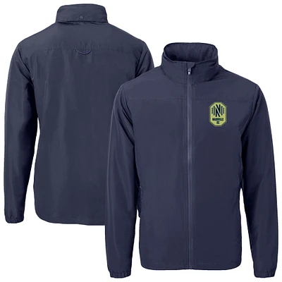 Men's Cutter & Buck Navy Nashville SC Big Tall Charter Eco Knit Recycled Full-Zip Hoodie Jacket