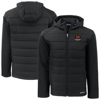 Men's Cutter & Buck Houston Dynamo FC Big Tall Evoke Hybrid Eco Softshell Recycled Full-Zip Hoodie Jacket