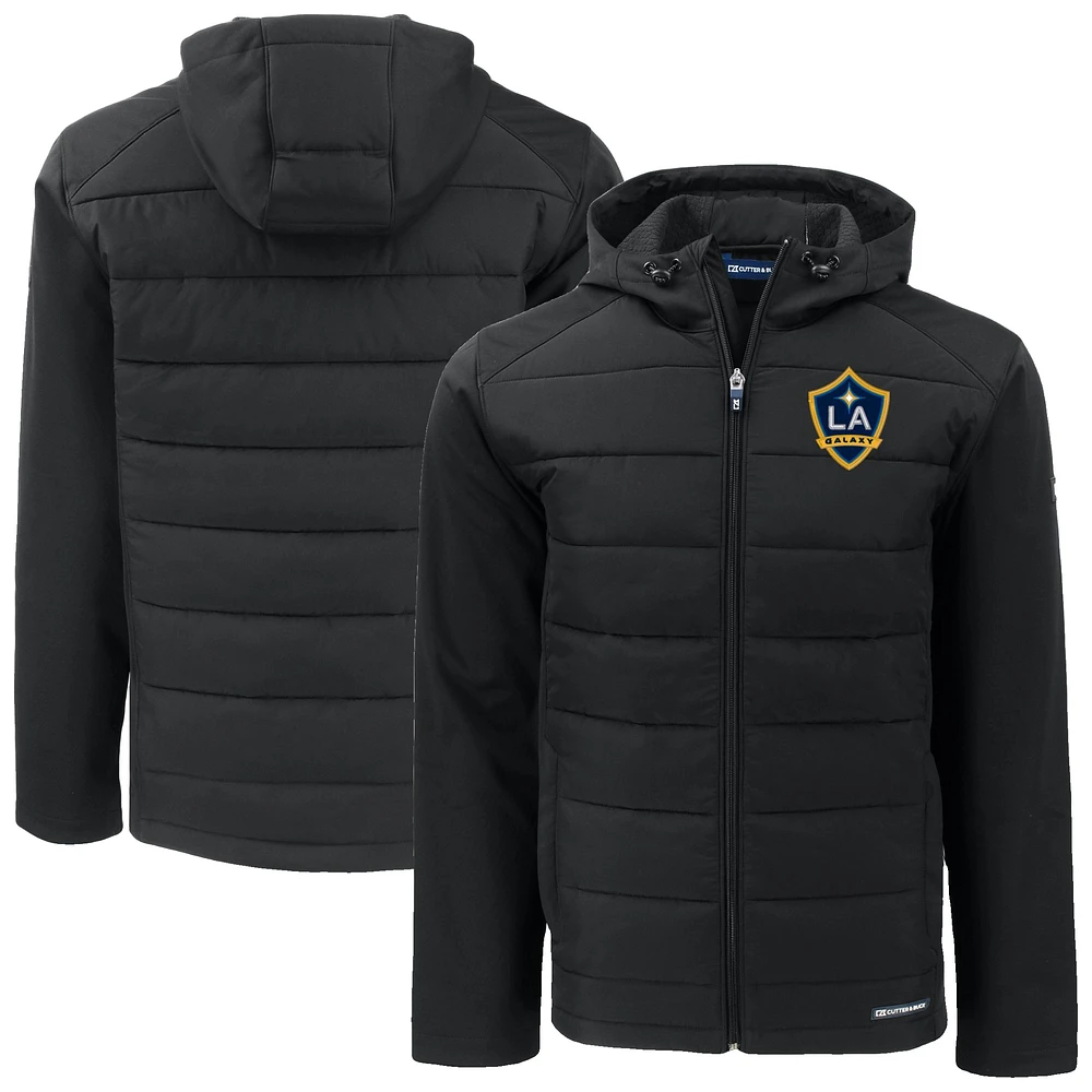 Men's Cutter & Buck LA Galaxy Big Tall Evoke Hybrid Eco Softshell Recycled Full-Zip Hoodie Jacket